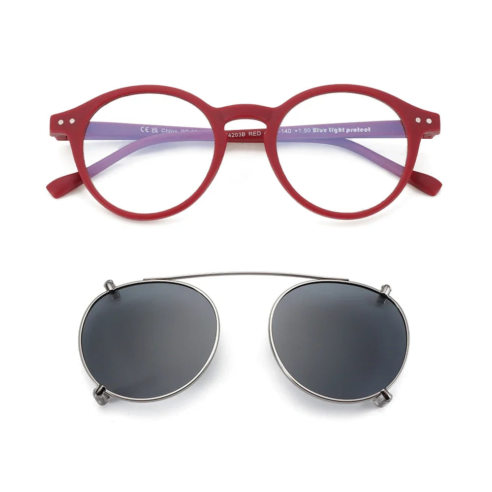 Clip2026 Edition On Sunglasses Retro Round Frames Anti Blue Light Polarizing Clip Ons Summer