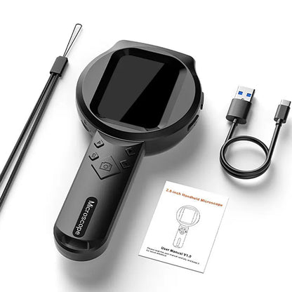 Digital Microscope 2.8-Inch IPS Screen Hand-Held, 1080P HD, 100X Zoom With 15 LEDs For PCB And Coin Examination