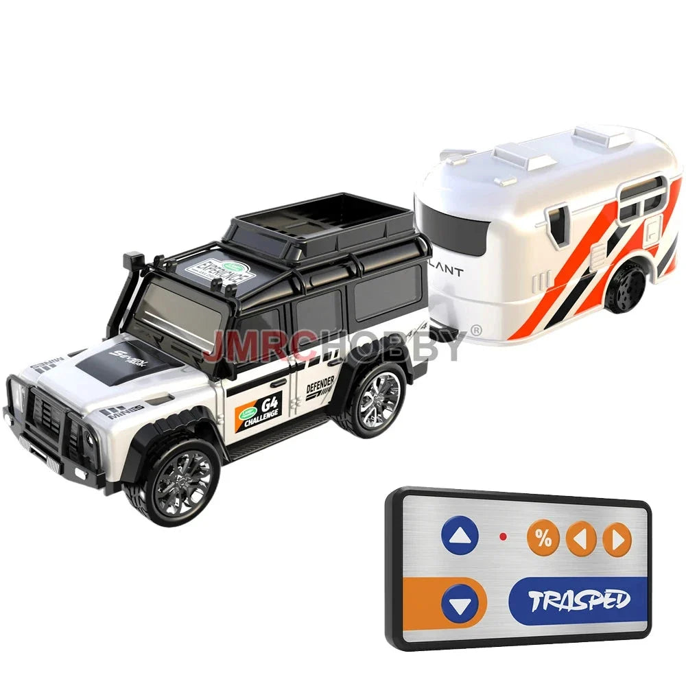 RC Alloy Car with Trailer - 2.4GHz Remote Control Mini Vehicle for Kids & Adults