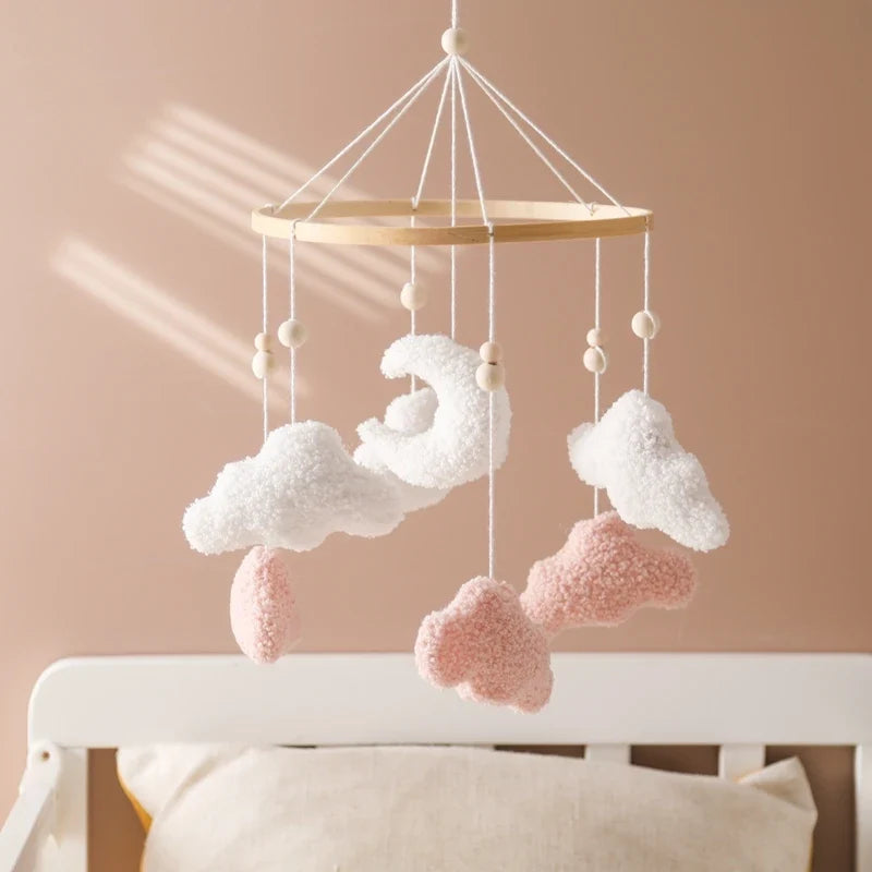 Crib Wooden Mobile Felt Bear Musical Newborn Sensory Toys