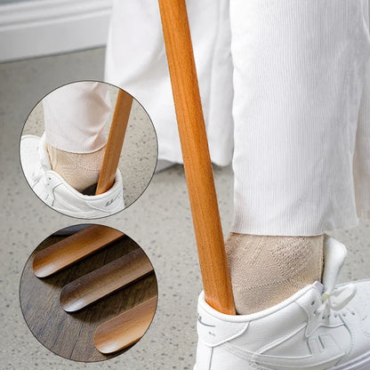 Shoehorn Wooden Magnetic 55cm Beech Long Handle Simple Wear