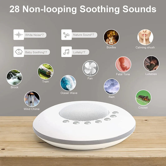 White Noise Machine USB Battery-Powered Travel-Friendly Baby Sound Machine 28 Soothing Sounds Memory Fall 2025 Calming Sleep Aid