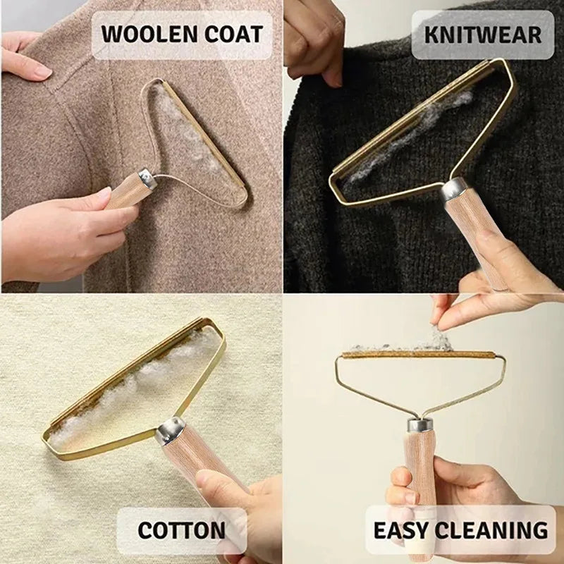 Wooden Brush Travel-Friendly Lint Remover Pet Hair Cleaning Device