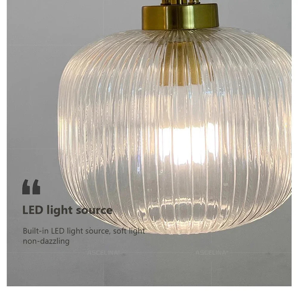 Japandi Glass Pendant Light Japanese Scandinavian Hanging Lamp Warm