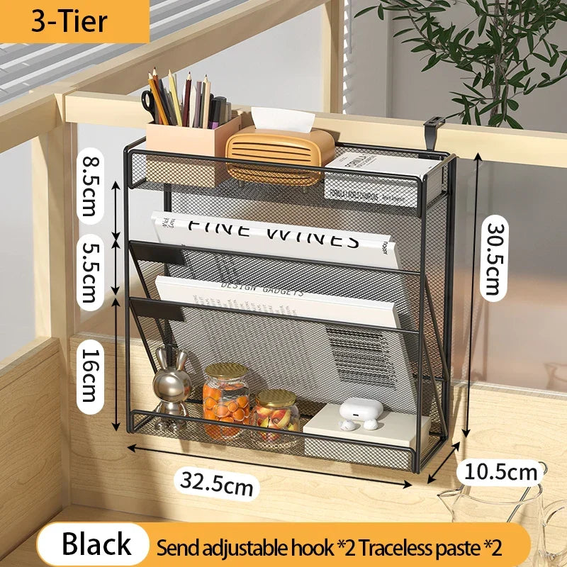 File Desk Organizer 5-Tier Mesh Vertical Wall Mount Desktop Mail Sorter Back To School 2025 Space Saving