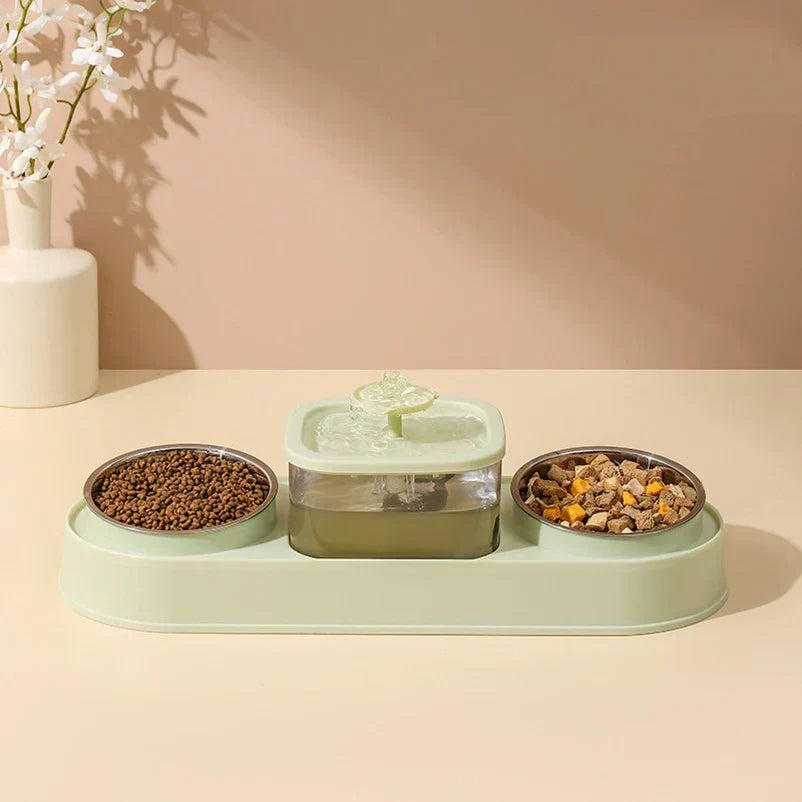 Automatic Pet Feeder 200ml Portion Double Bowl Stainless Steel Food And Water Station Fall 2025 Anti Slip Simple Clean