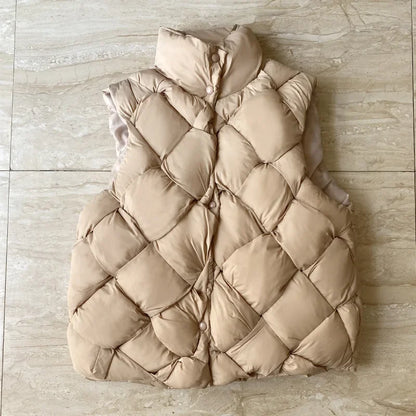 Women Insulating Puffer Vest - Boxy Quilt Polyfill Winter