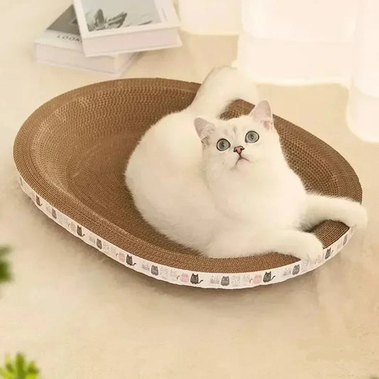 Corrugated 43cm Cat Scratcher - Round Oval Grinding Toy, Wear-Resistant Bed Nest for Cats