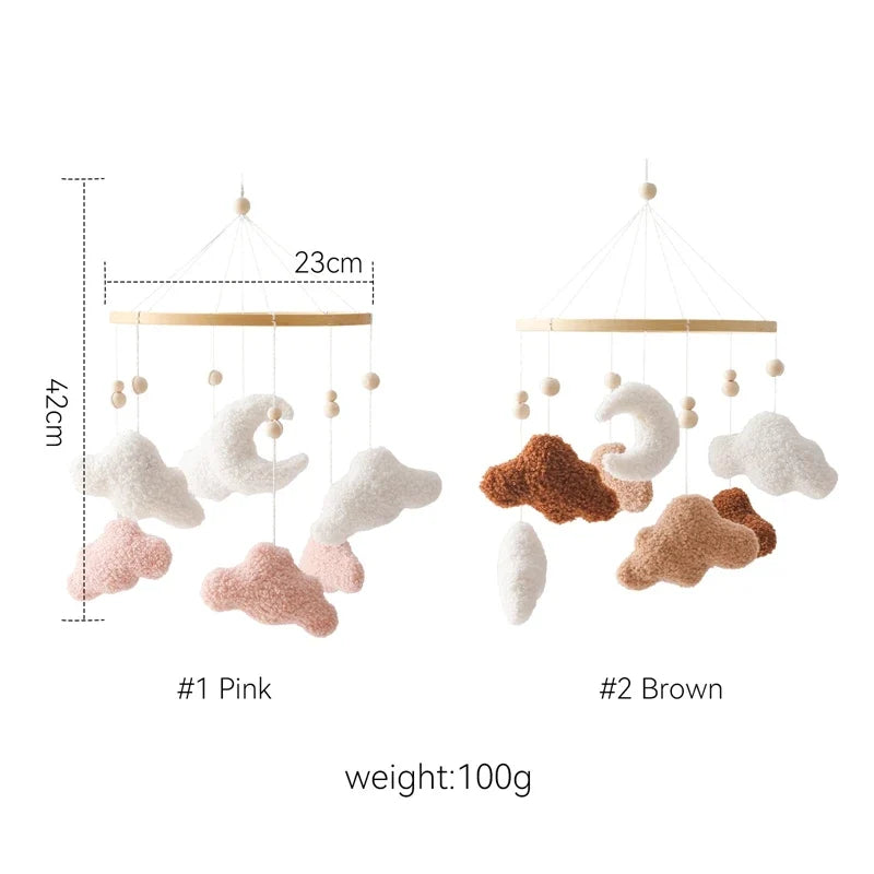 Crib Wooden Mobile Felt Bear Musical Newborn Sensory Toys