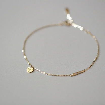 Heart Gold Bracelet 14K Plated 925 Silver Valentine's Gift