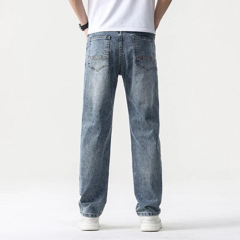 Men’s Oversized Wide Leg Jeans - Straight Lyocell, Casual