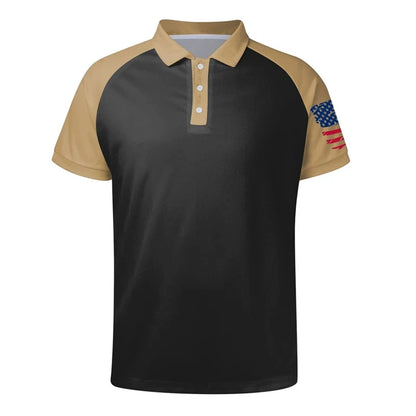Breathable Men's Polo Shirt - Timeless Polo, Distressed USA Flag Print, Athletic Wear