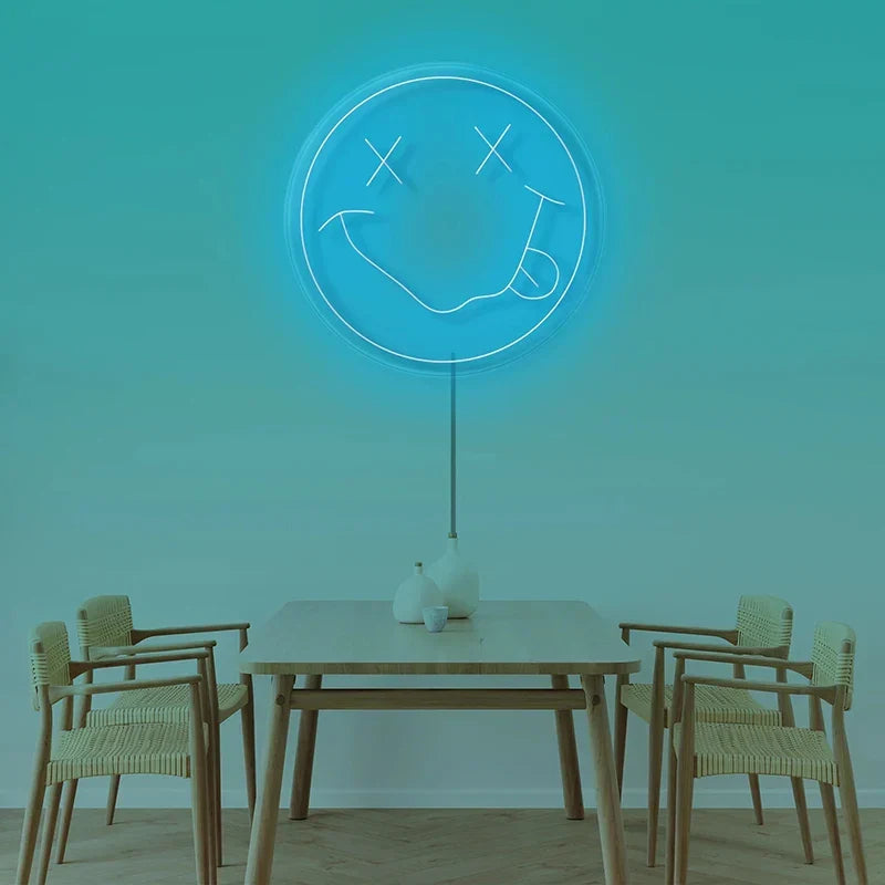 Neon LED Sign 35cm USB Powered Smile Face Wall Hanging Night Light Bedroom Decor Fall 2025 Gift