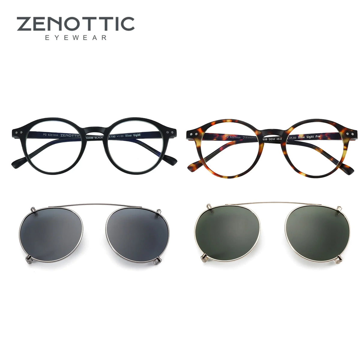 Clip2026 Edition On Sunglasses Retro Round Frames Anti Blue Light Polarizing Clip Ons Summer