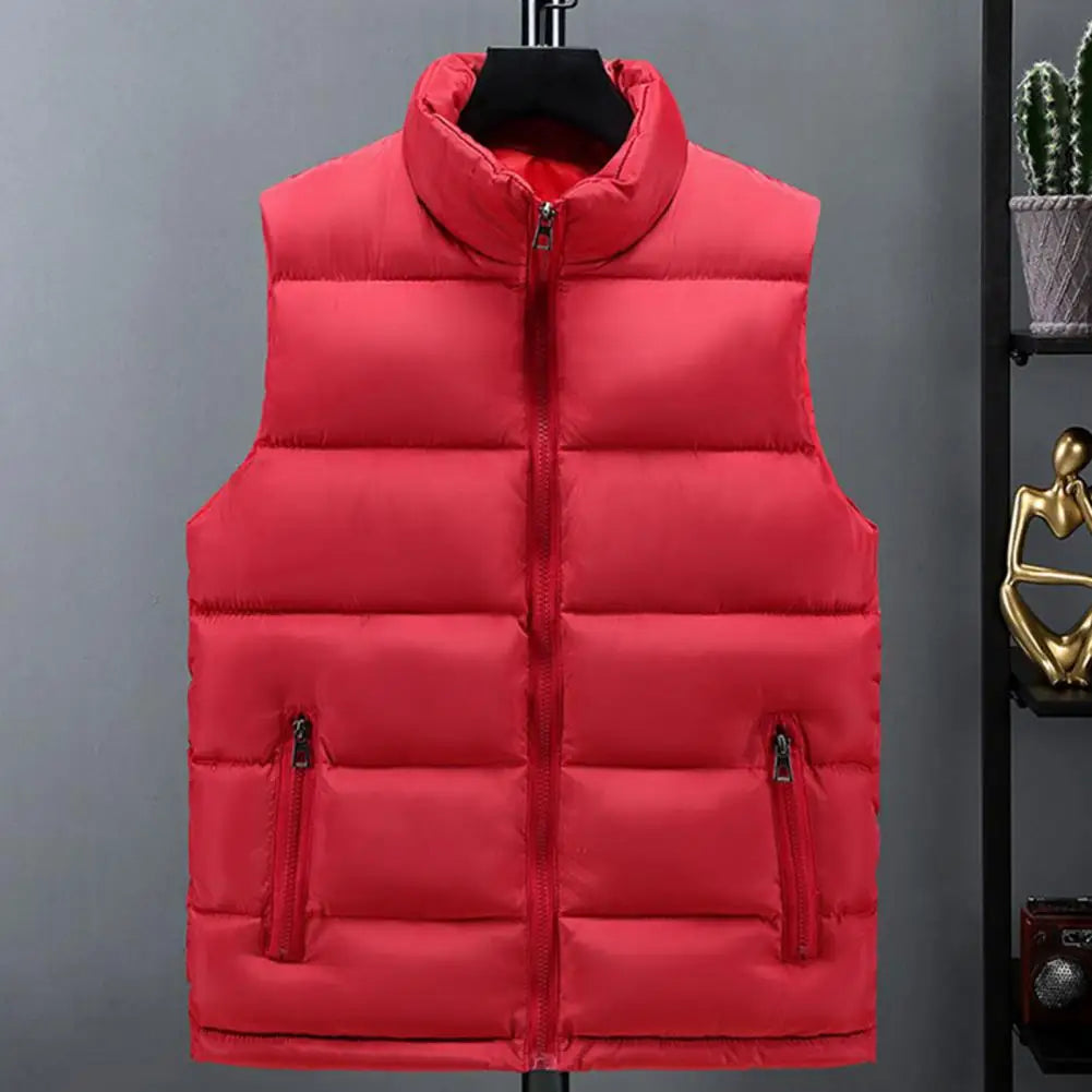 Light Men's Puffer Vest - Slim Stand Collar, Quilted