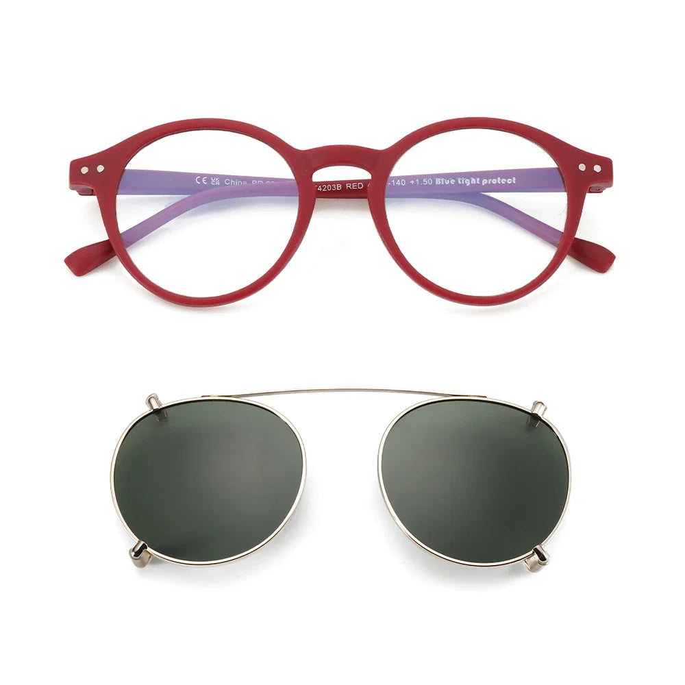 Clip2026 Edition On Sunglasses Retro Round Frames Anti Blue Light Polarizing Clip Ons Summer
