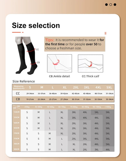 Varicose Veins Support Calf Sleeve Unisex S–7XL 2026 – Medical Grade Compression Stockings 34–46mmHg Class 3