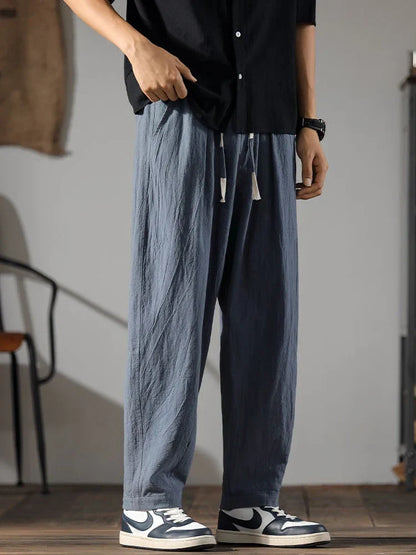 Men's Linen Cotton Pants with Adjustable Fit, Lightweight Breathable Fabric, Modern Design for Casual and Formal Wear-5