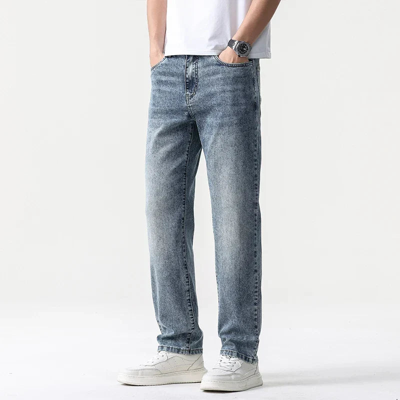 Men’s Oversized Wide Leg Jeans - Straight Lyocell, Casual