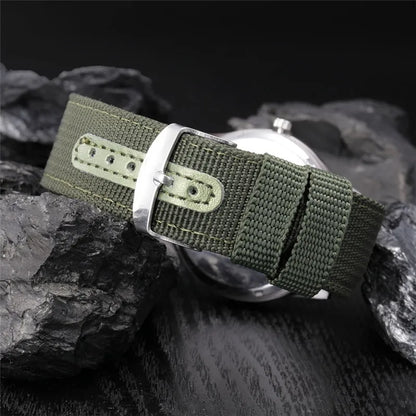 Field Quartz Watch Nylon Strap Military Style Date Luminous