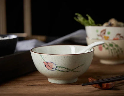 Ceramic 4.5 Inch Japanese Rice Bowl Retro Household Tableware