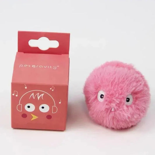 Interactive Cat Toy Ball - Plush Motor-Driven Catnip Training Squeak Sound Toy for Kittens