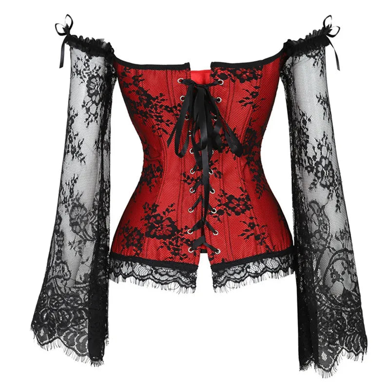 Women's Supportive Corset Top - Off Shoulder, Lace Satin
