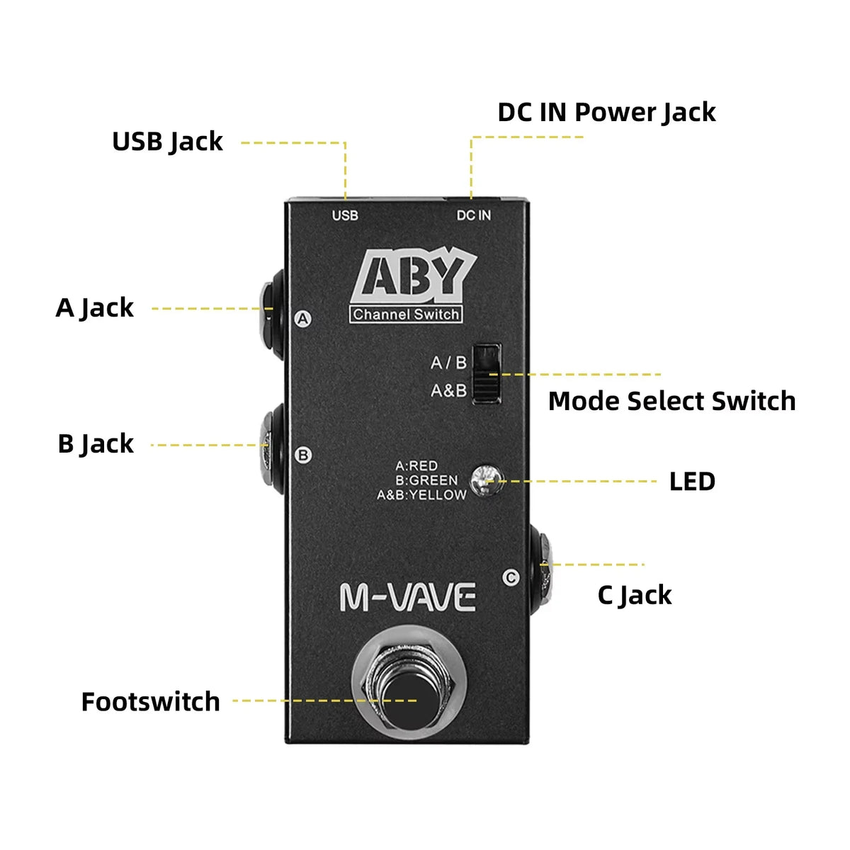 True Bypass AB Box Mini Guitar Bass Channel Switch 2026 – M-VAVE ABY Line Selector Pedal