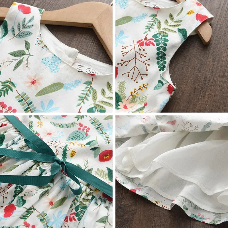 flowy a-line, floral butterfly print, casual wear for everyday adventures – Light girls’ dress
