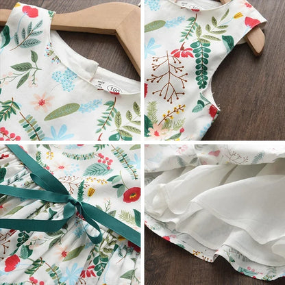 flowy a-line, floral butterfly print, casual wear for everyday adventures – Light girls’ dress
