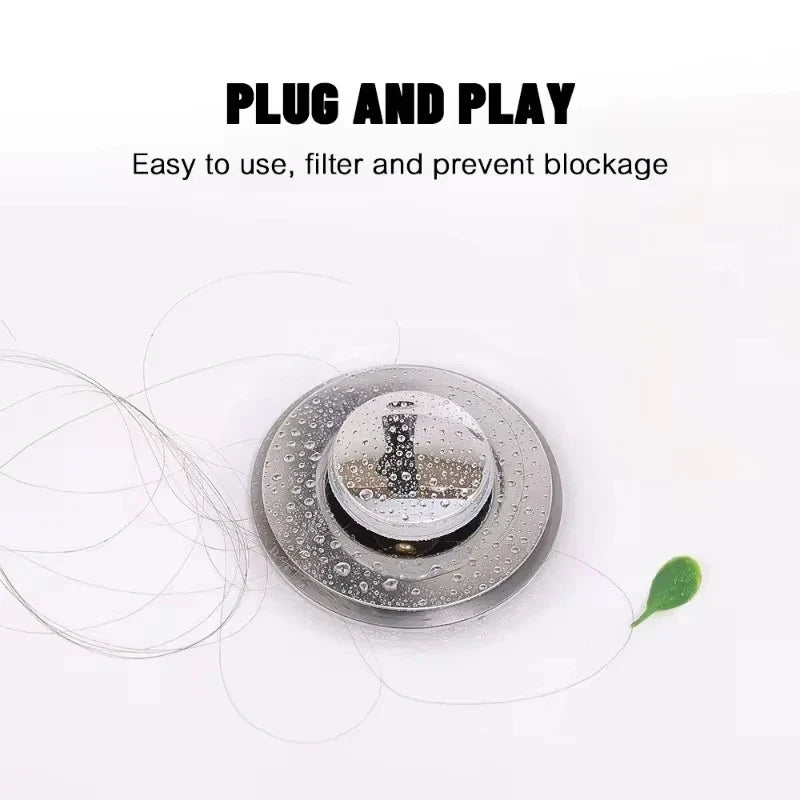 Pop-Up Drain Stopper Basin Hair Catcher Stainless Steel Filter Anti-Odor Fall 2026 Household Upgrade