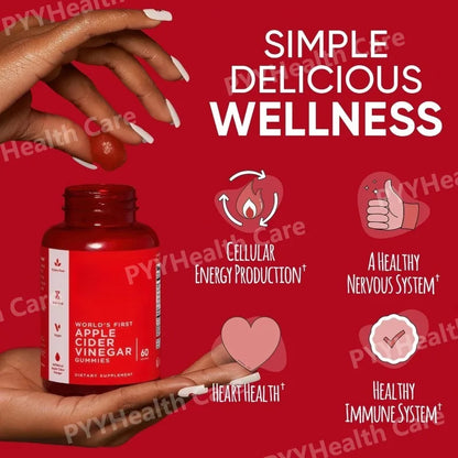 Cider Apple Vinegar Gummies Plant Based Dietary Supplement Spring 2026 Wellness Immune and Energy Support 60 Count
