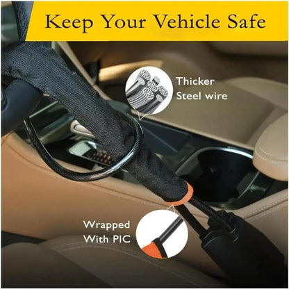 3-Key Anti-Theft Security Device 2026 – Universal Car Steering Wheel Lock with Seatbelt Buckle