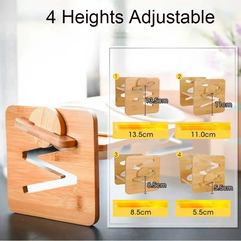Dog Bowl Stand Flexible Bamboo Elevated Feeder, Wooden Pet Bowl Holder Fall 2025 Comfort-Grip Neck Maintenance