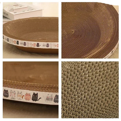 Corrugated 43cm Cat Scratcher - Round Oval Grinding Toy, Wear-Resistant Bed Nest for Cats