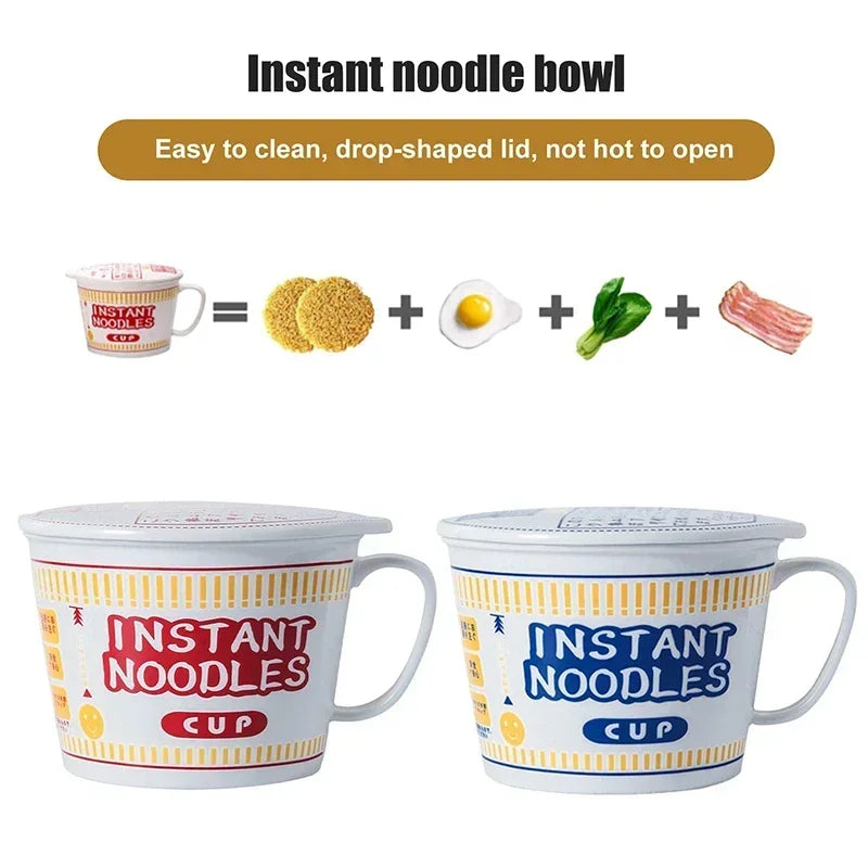 Noodle Instant Bowl Ceramic With Handle And Lid Large
