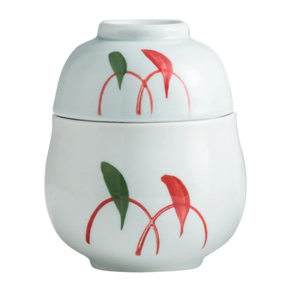 Hand Painted Japanese Ceramic Lidded Dessert Bowls Kit