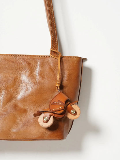 Motorcycle Leather Keychain Mini Bag Pendant Vintage