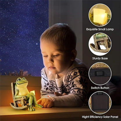Indoor Outdoor Decorative Ornament Gift 2026 – Solar Powered Mini Frog Garden Statue with LED Light