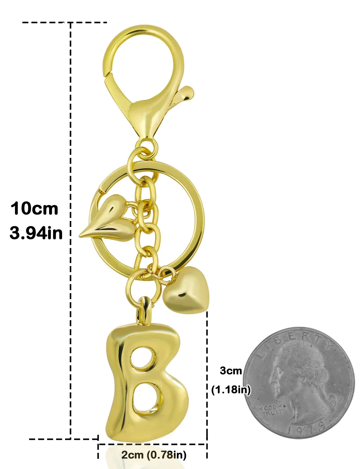 Keychain Personalized Gold Bubble Letter Bag Charm Gift