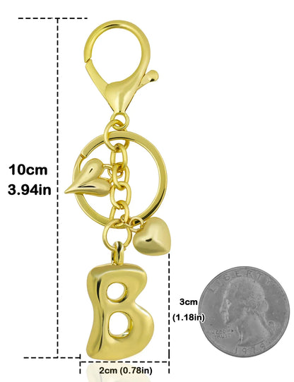 Keychain Personalized Gold Bubble Letter Bag Charm Gift