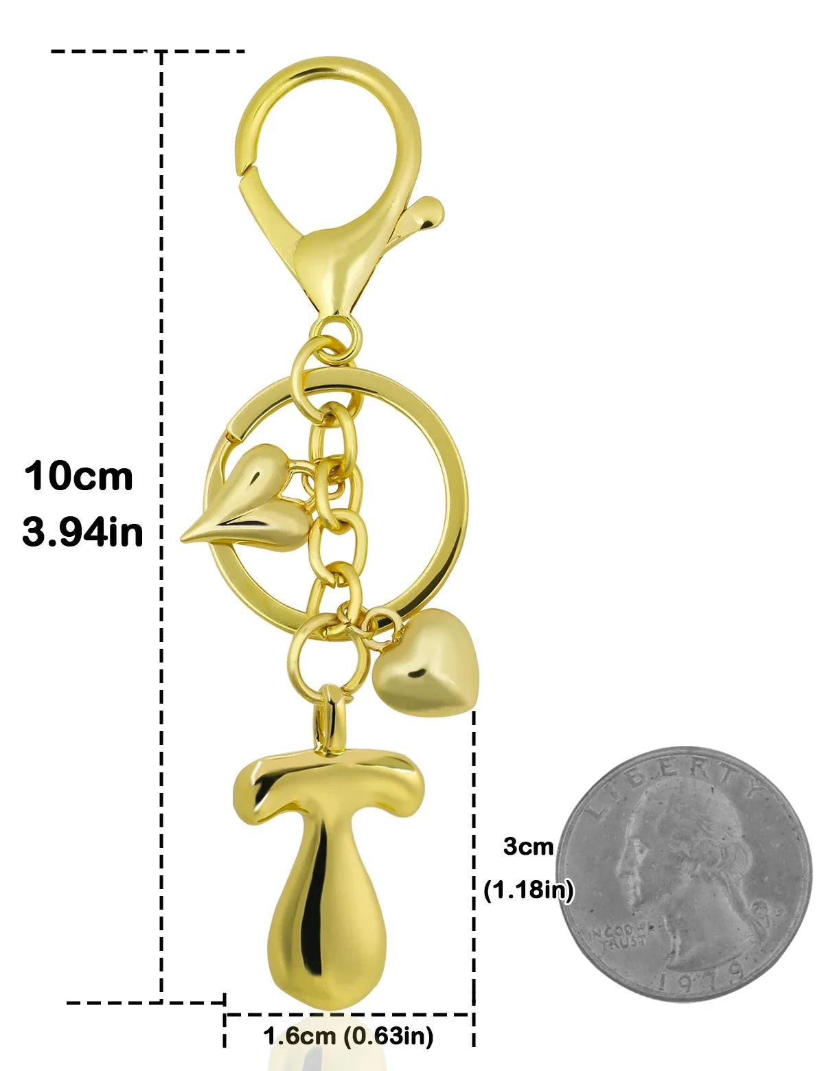 Keychain Personalized Gold Bubble Letter Bag Charm Gift