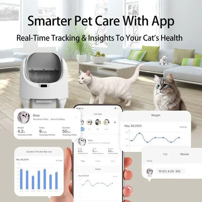 Automatic2025 Edition Cat Litter Box Self Cleaning With App Control Large Space Smart Toilet With Built In Stairs Safety Fall