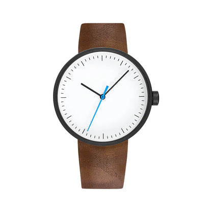 leather strap, round dial, minimalist everyday timepiece – Timeless unisex quartz wristwatch