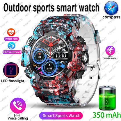 Smart Watch Rugged Outdoor Edition Fall 2025 Bluetooth Calls Water-Resistant IP68 Compass Flashlight SOS 1.39 Inch Display