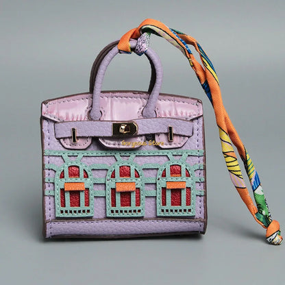 Inspired Birkin Mini Hand Bag - Platinum Bag Charm