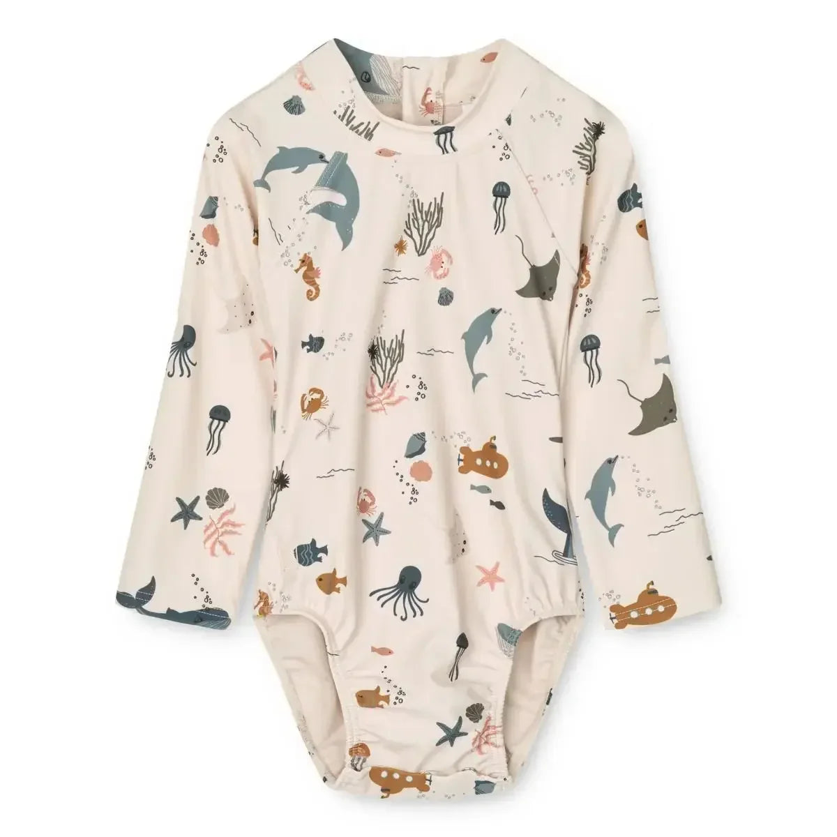 Rash Guard & Hat, Nylon, Cartoon Seagull Star Print, Beach Holidays – Fast-dry Kids’ Swimwear Kit