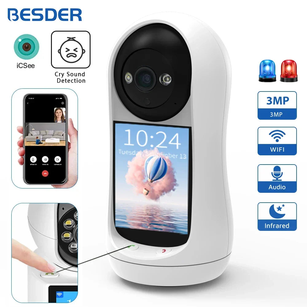 Baby2025 Edition Monitor 3MP PTZ With 2.8 Inch IPS Screen Video Call Baby Cry Detection Household Security Remote Monitoring