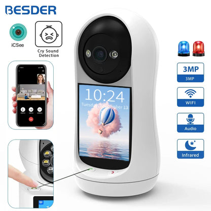 Baby2025 Edition Monitor 3MP PTZ With 2.8 Inch IPS Screen Video Call Baby Cry Detection Household Security Remote Monitoring