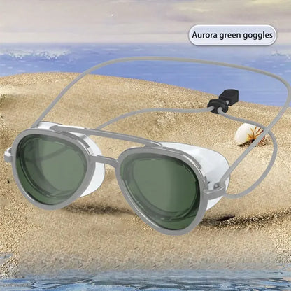 Full View Retro Frame Unisex Pool Swim Eyewear 2026 – Wide Angle Anti-Fog Swimming Goggles
